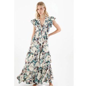 ESPECIA Women's Martinica Maxi Dress with Ruffle Sleeves Size Small
